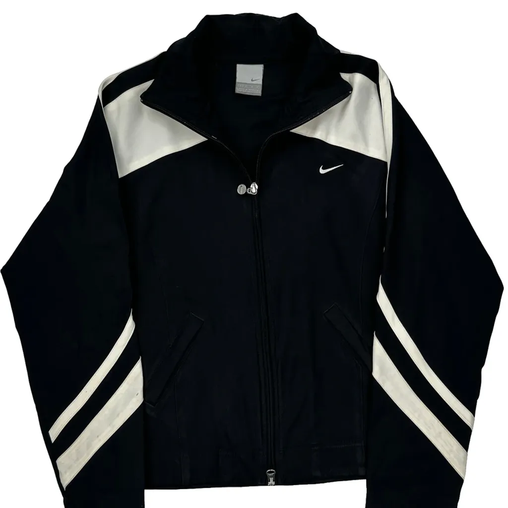 Nike Striped Track Jacket - Medium Black Polyester - Image 5