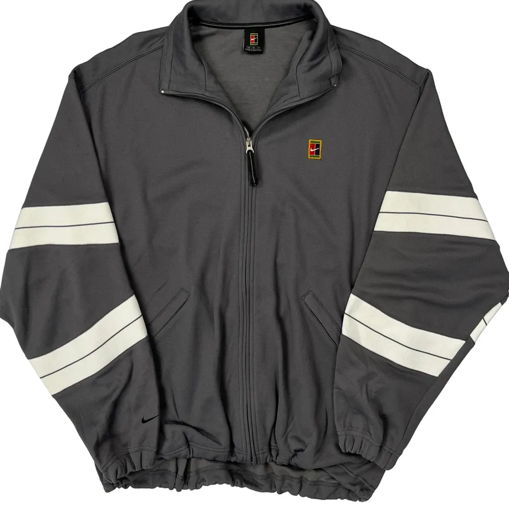 Nike Striped Track Jacket - Medium Grey Polyester - Image 4