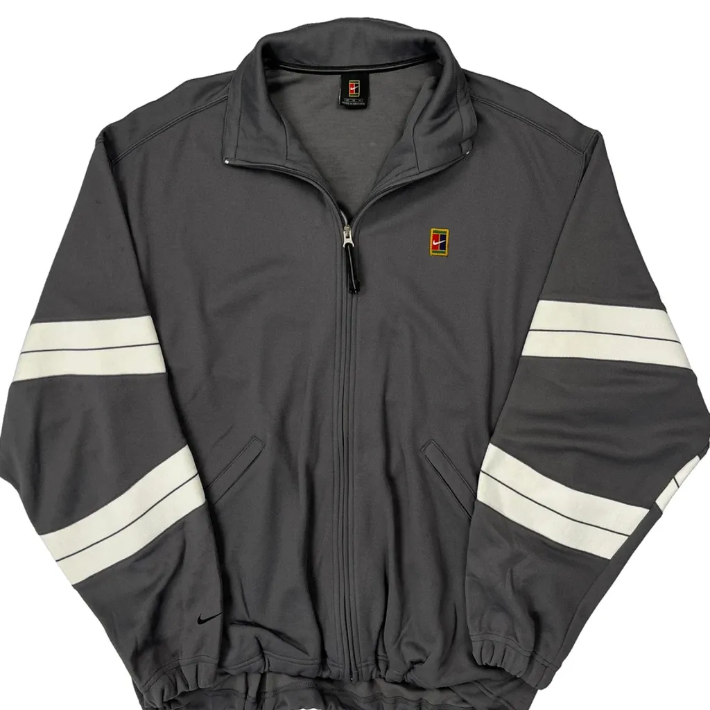 Nike Striped Track Jacket - Medium Grey Polyester - Image 5