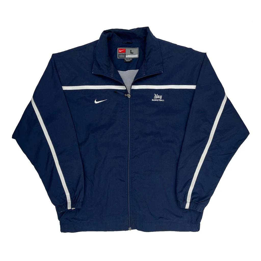 Nike Track Jacket - Large Navy Polyester