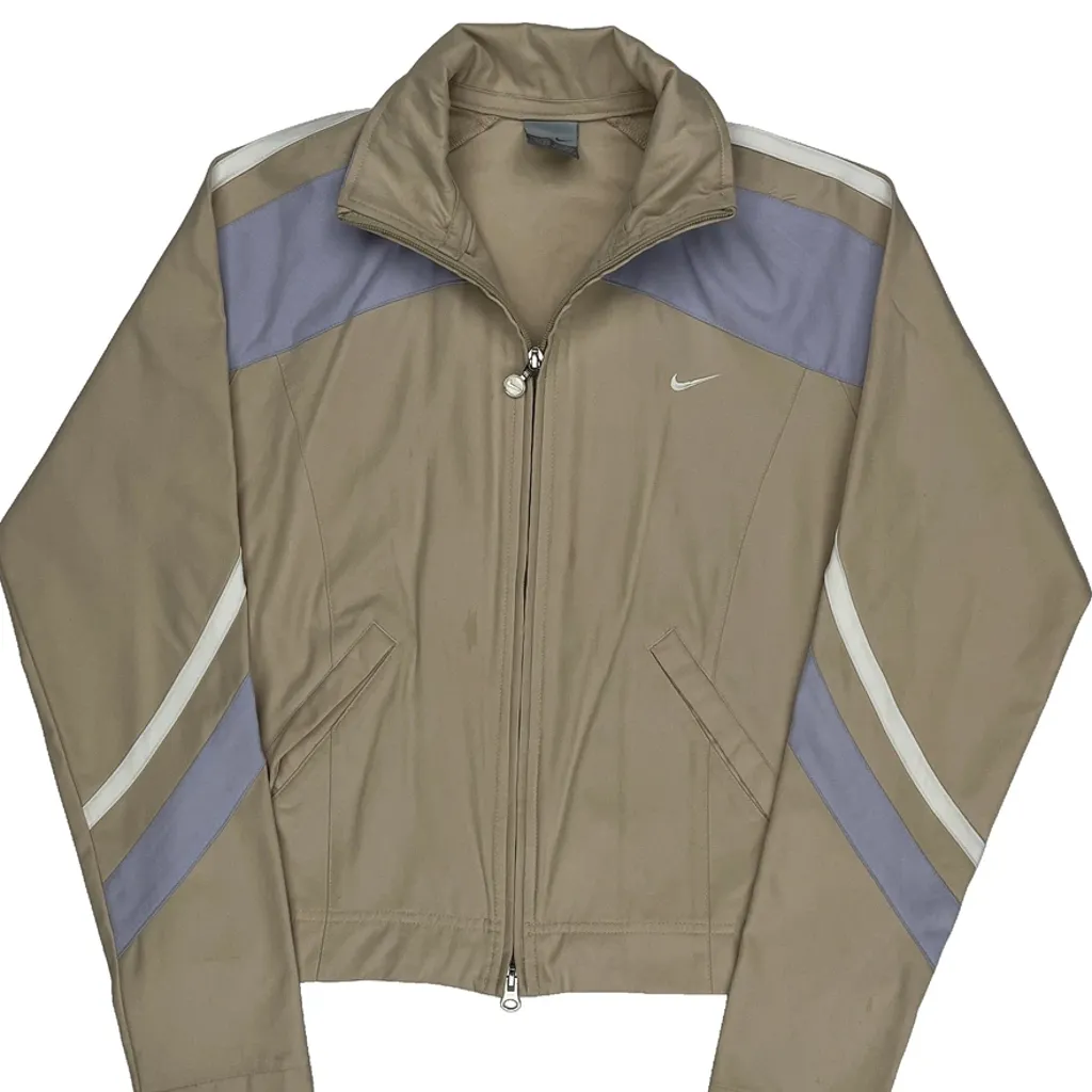Nike Track Jacket - Small Beige Polyester - Image 5