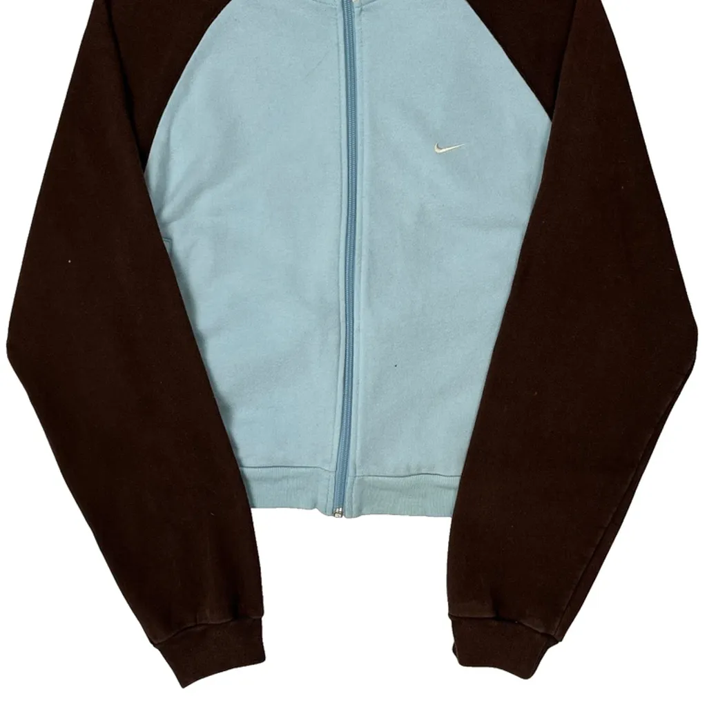 Nike Cropped Track Jacket - Large Blue Cotton - Image 5