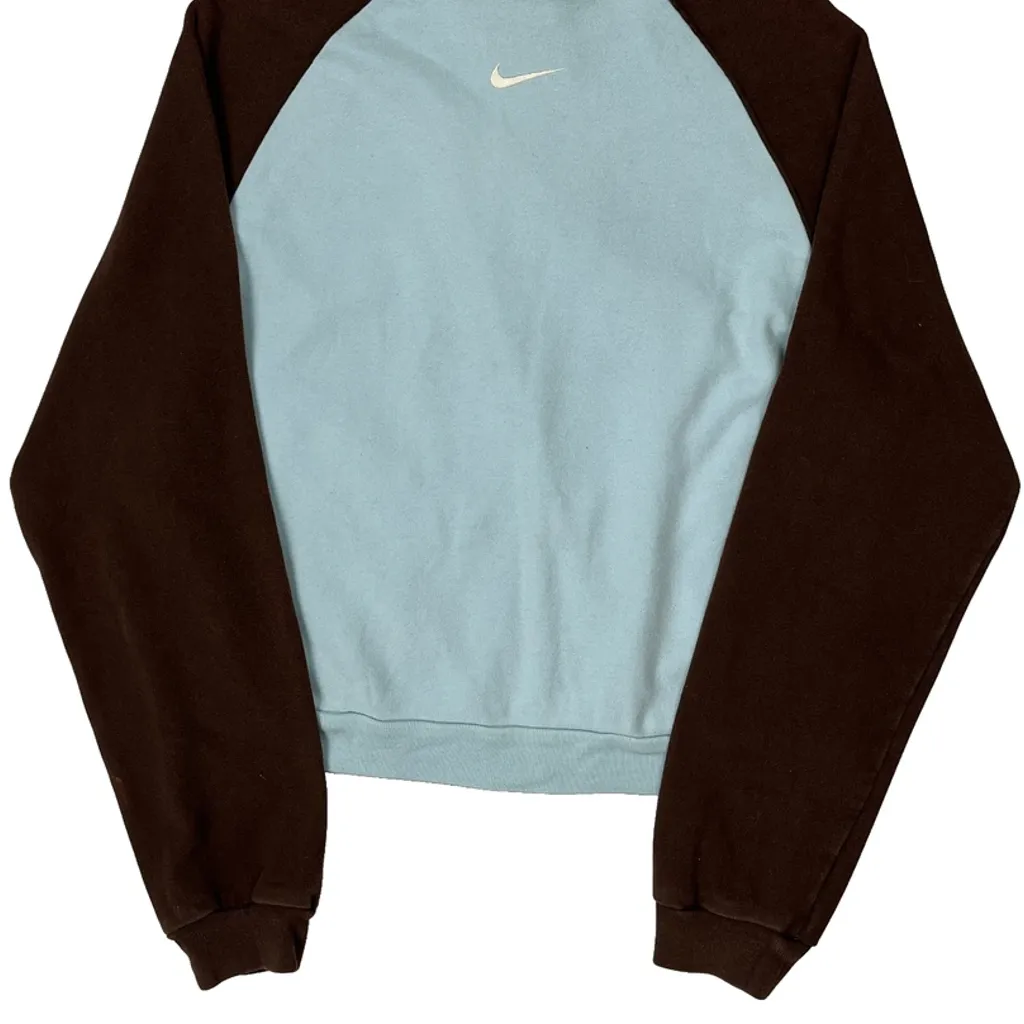 Nike Cropped Track Jacket - Large Blue Cotton - Image 6