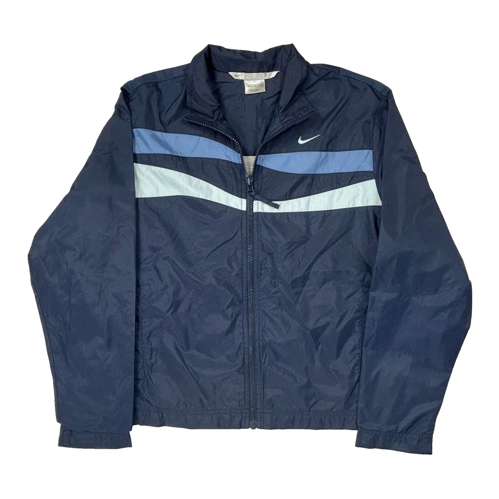 Nike Striped Track Jacket - Medium Blue Polyester