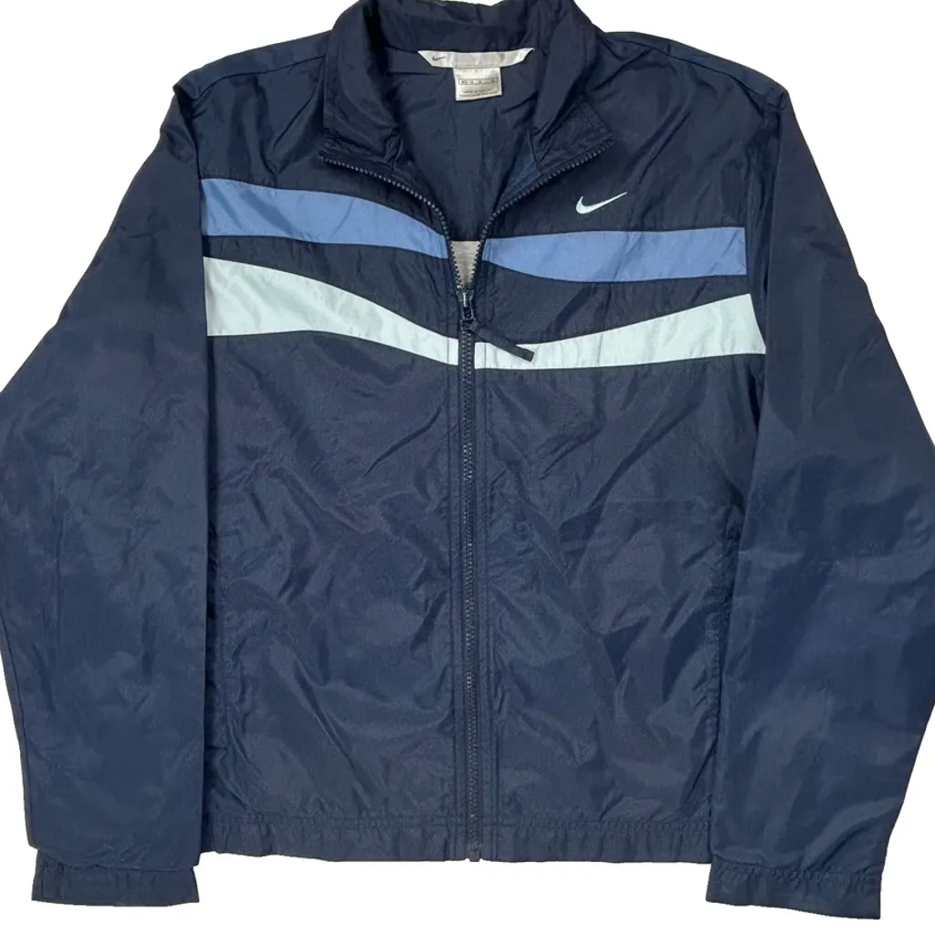Nike Striped Track Jacket - Medium Blue Polyester - Image 4