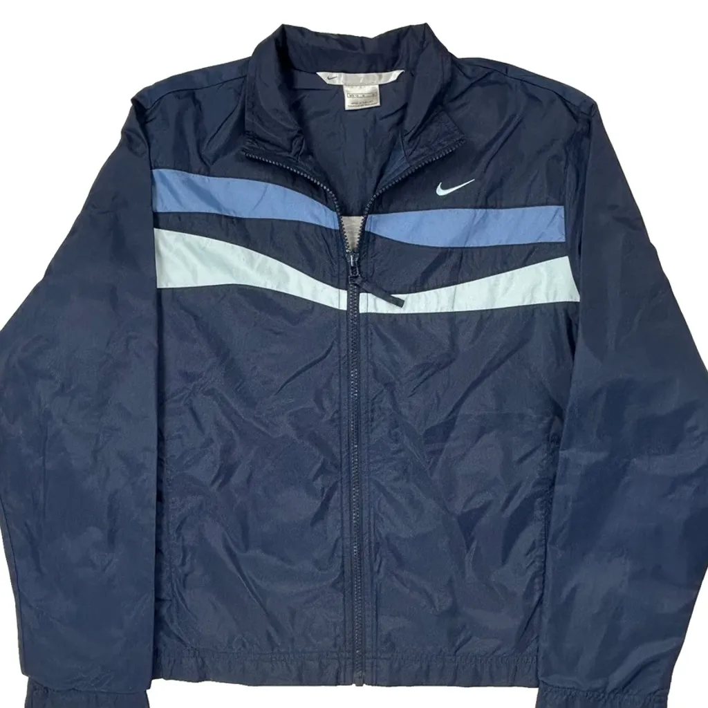 Nike Striped Track Jacket - Medium Blue Polyester - Image 5