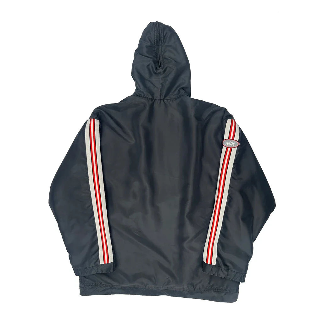 Nike Striped Windbreaker - Large Black Polyester - Image 2