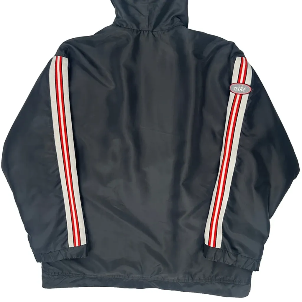 Nike Striped Windbreaker - Large Black Polyester - Image 6