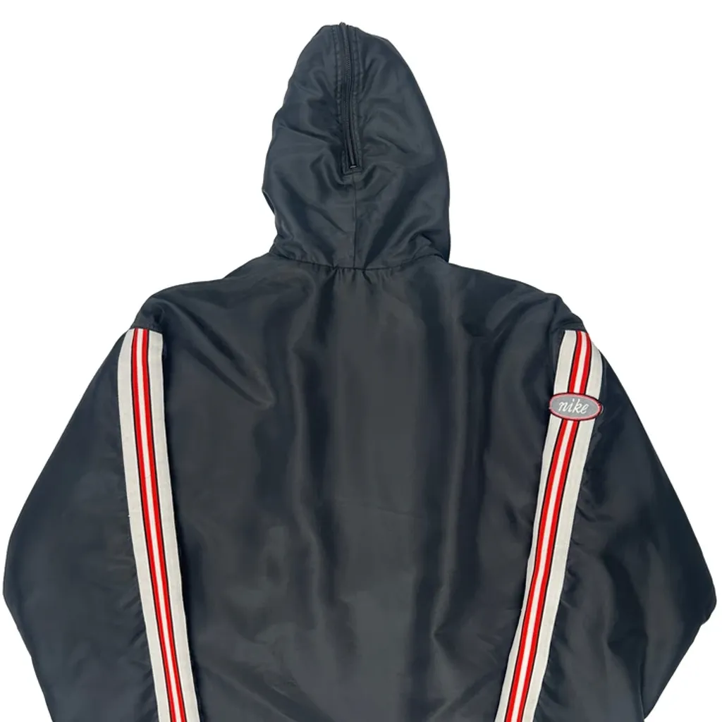 Nike Striped Windbreaker - Large Black Polyester - Image 7