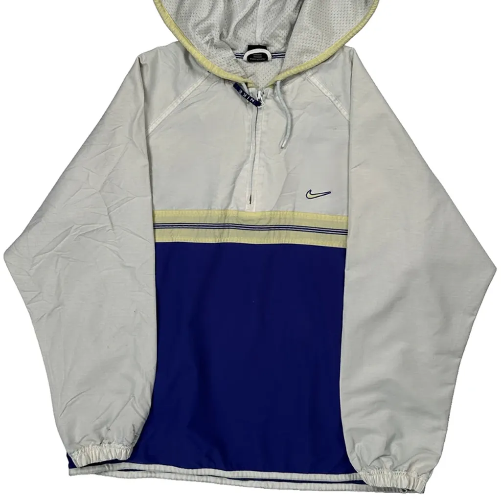 Nike Striped Windbreaker - Large Blue Polyester - Image 4