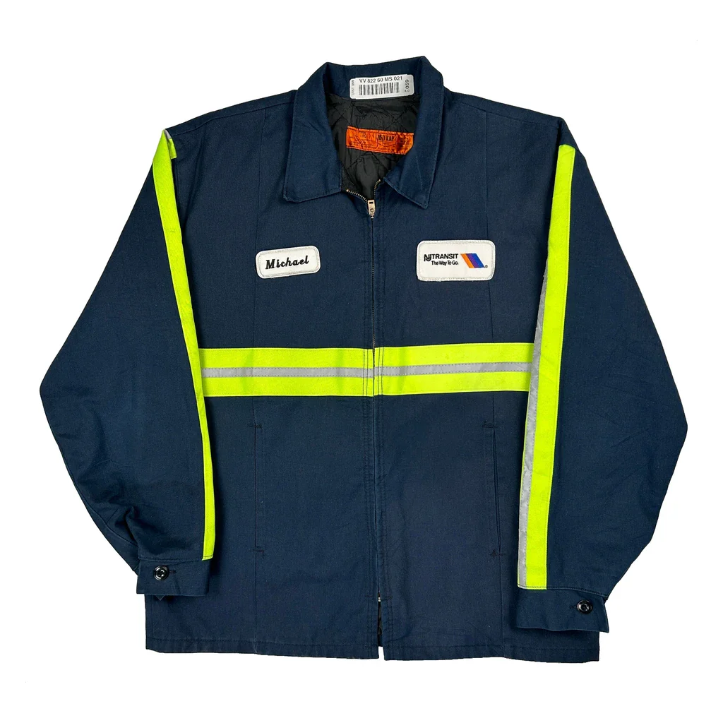 Nj Transit Red Kap Workweaar Jacket - Large Blue Polyester