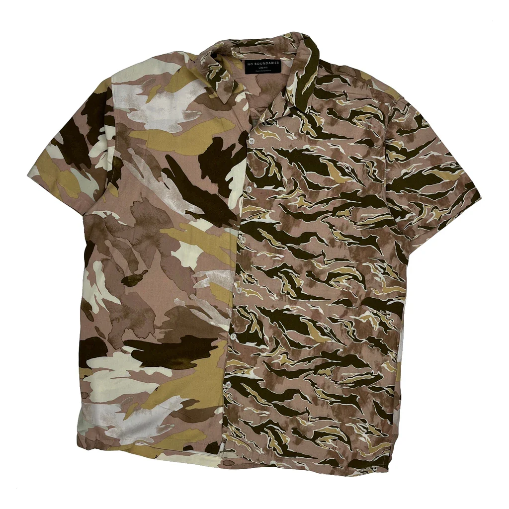 No Boundaries Camo Short Sleeve Shirt - Large Camo Cotton