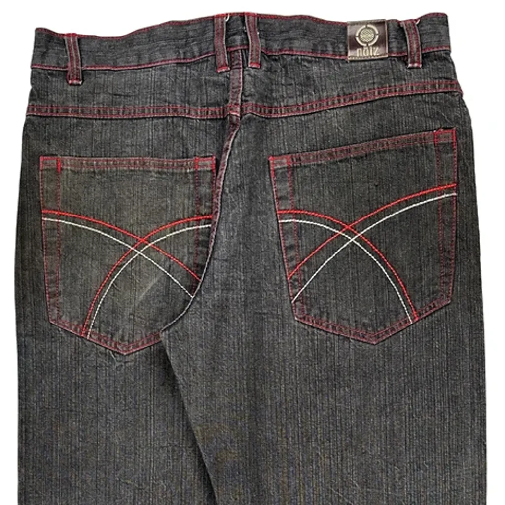 Noiz Contrast Stitch Baggy Jeans - 36W 30L Grey Cotton - Image 7