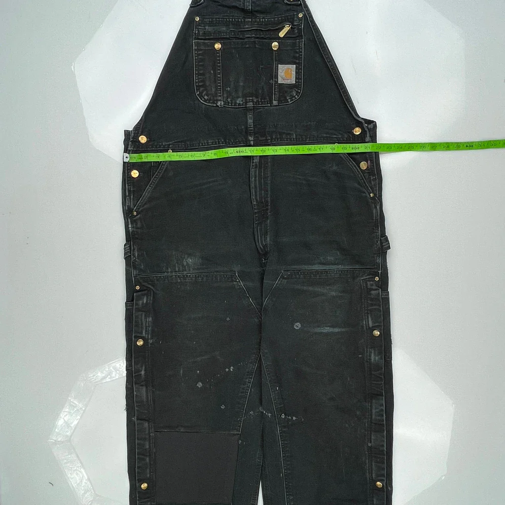 None Carhartt Double Knee Dungarees - 40W 34L Black Cotton - Image 3