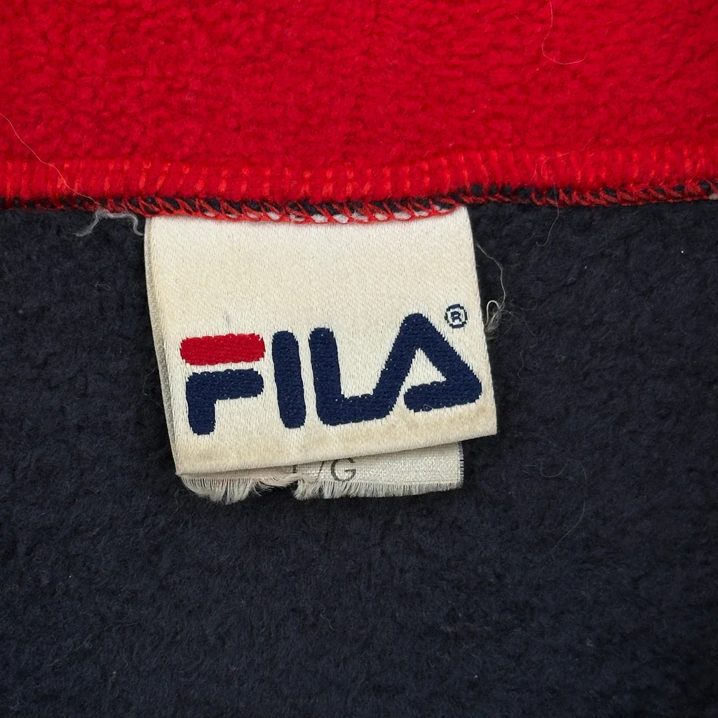 None Fila Spellout 1/4 Zip - Large Navy Polyester - Image 3