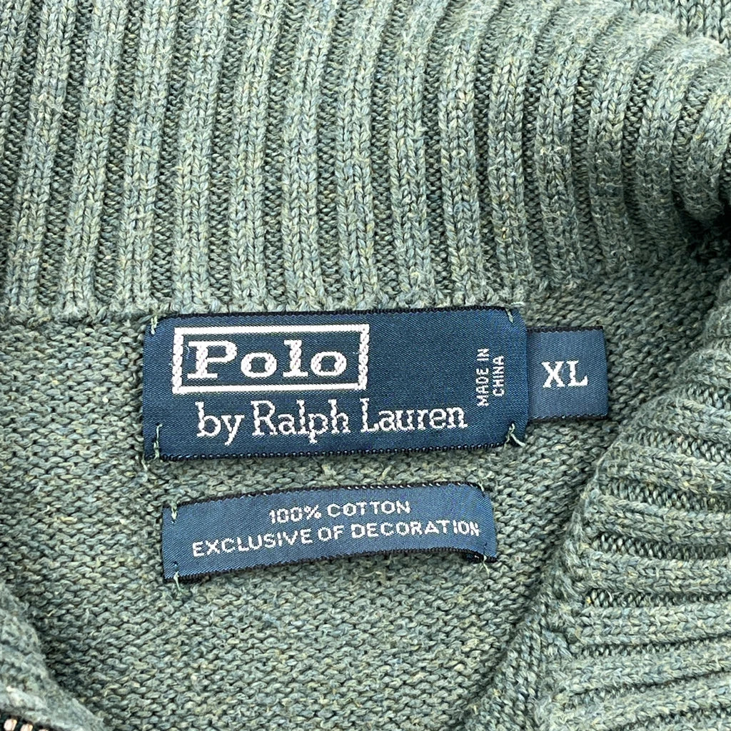 None Polo By Ralph Lauren 1/4 Zip - XL Green Cotton - Image 3