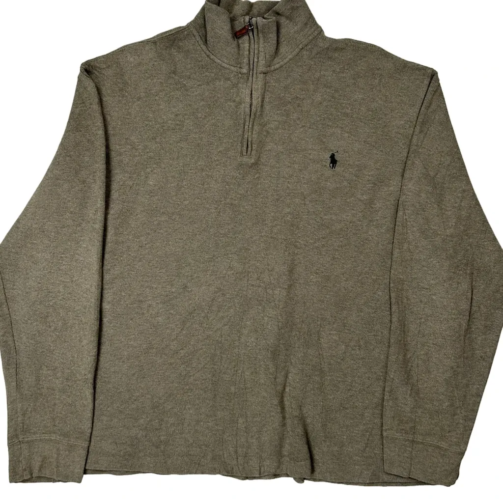 None Polo By Ralph Lauren 1/4 Zip - XL Grey Cotton - Image 5