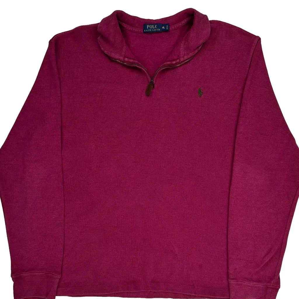 None Polo By Ralph Lauren 1/4 Zip - XL Red Cotton - Image 4