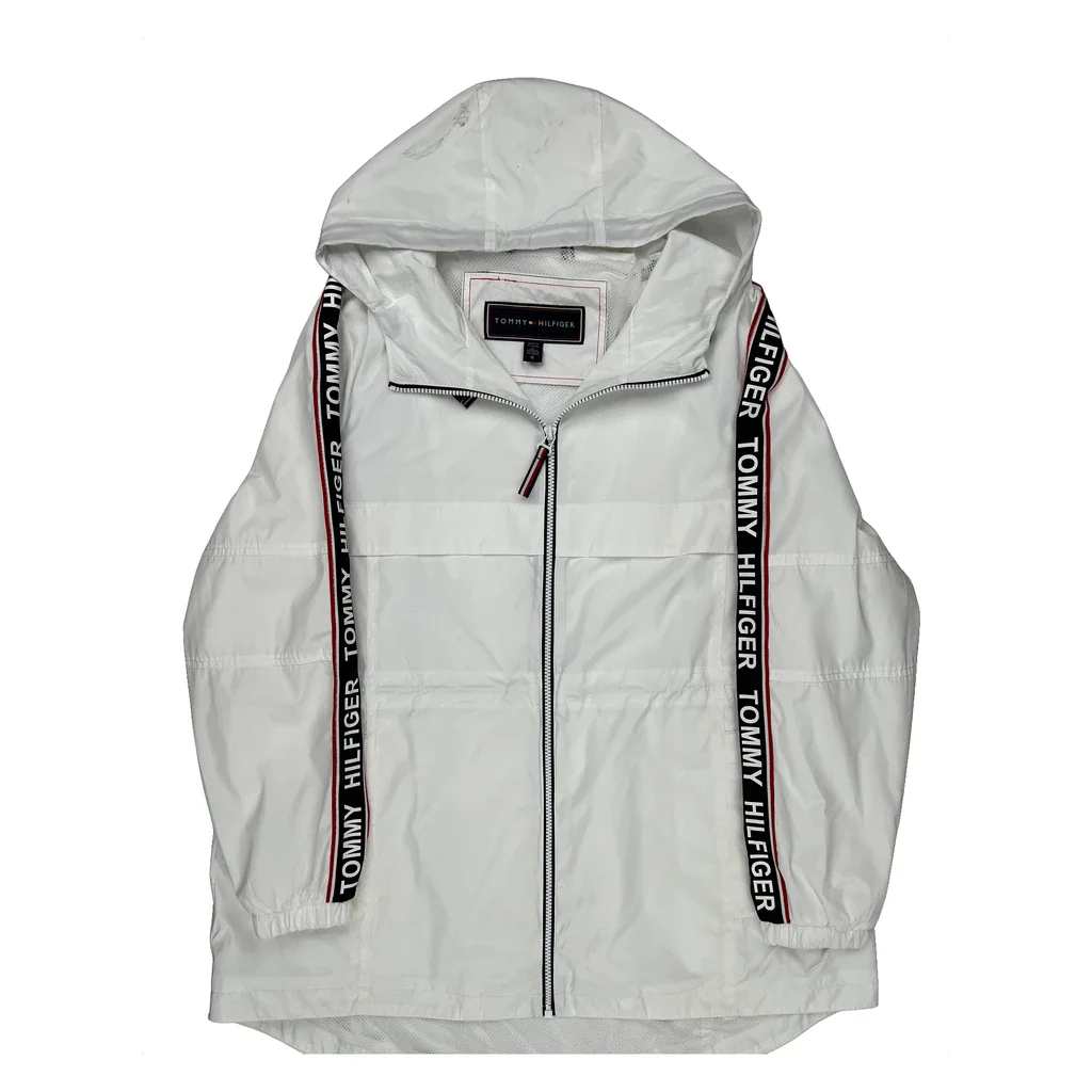 None Tommy Hilfiger Spellout Windbreaker - Large White Polyester
