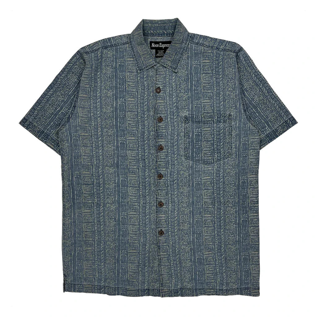 Noon Express Short Sleeve Shirt - Medium Blue Cotton