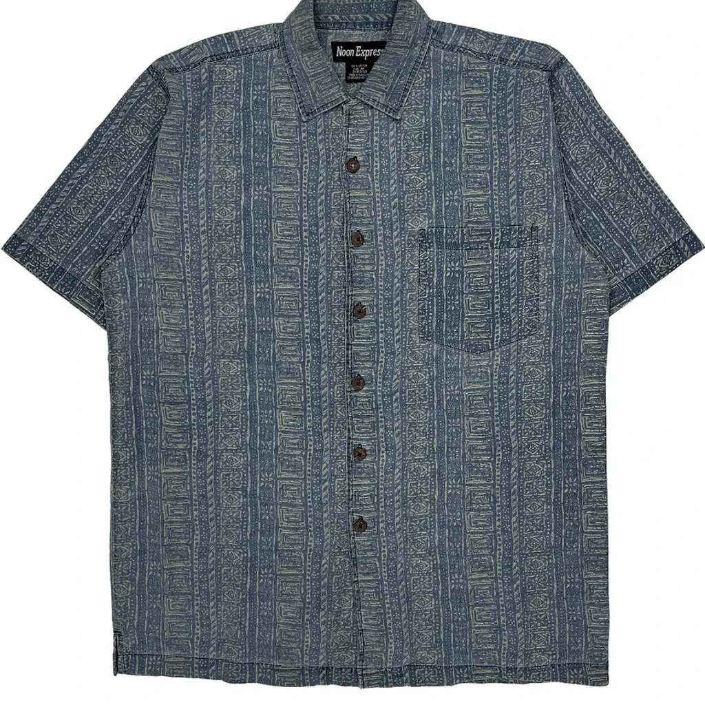 Noon Express Short Sleeve Shirt - Medium Blue Cotton - Image 4