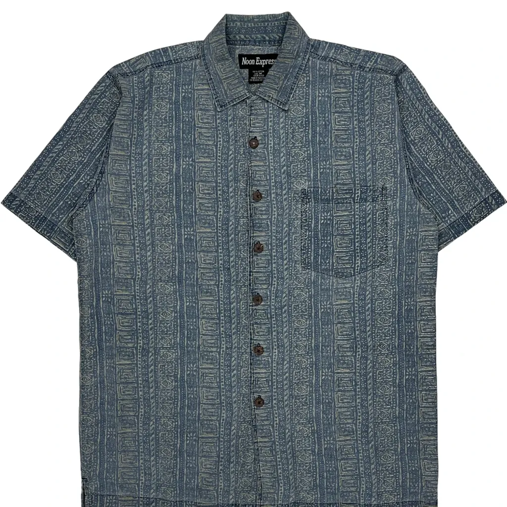 Noon Express Short Sleeve Shirt - Medium Blue Cotton - Image 5