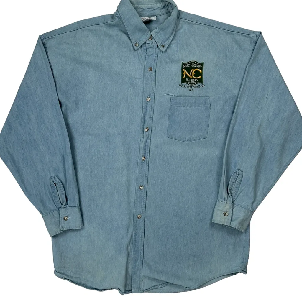 North Country Embroidery Crystal Made In USA Denim Shirt - Large Blue Cotton - Image 4