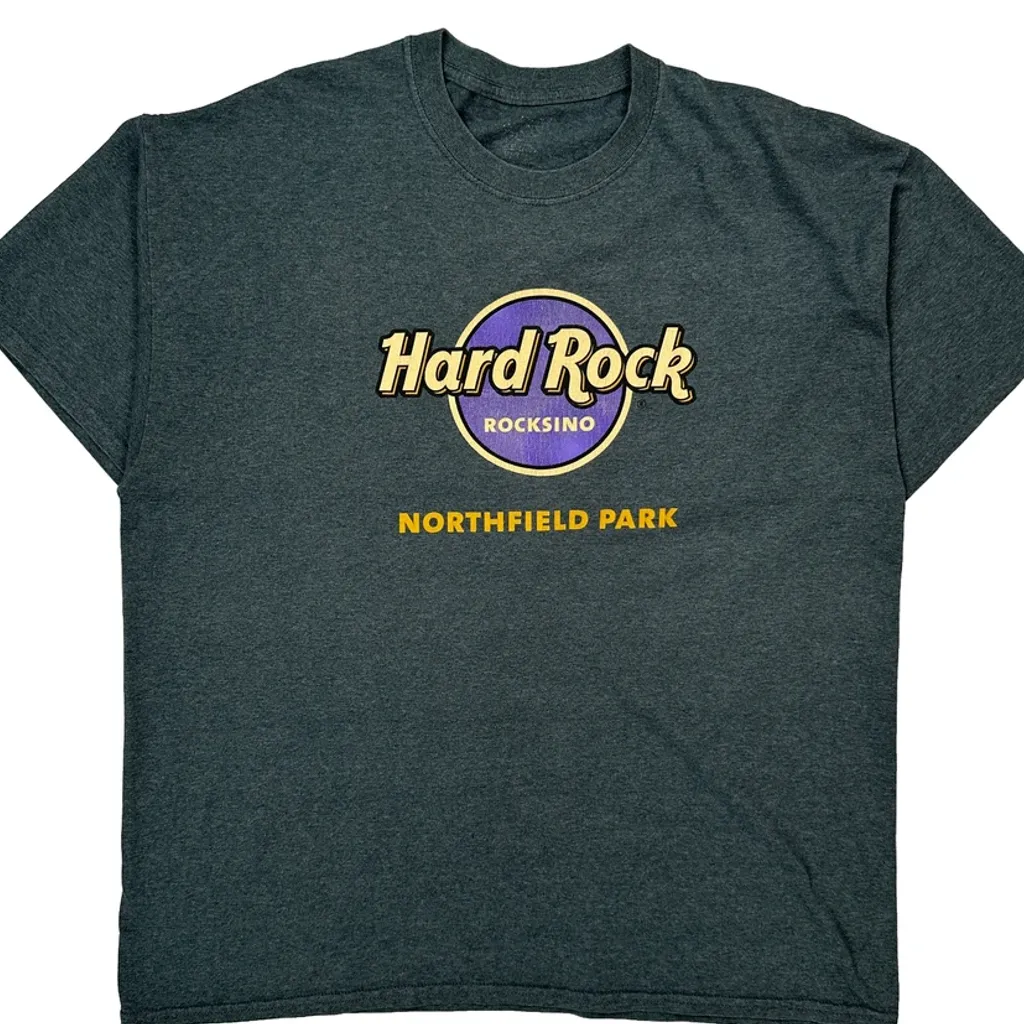 Northfield Park Hard Rock Cafe Graphic T-Shirt - Large Gray Cotton - Image 5