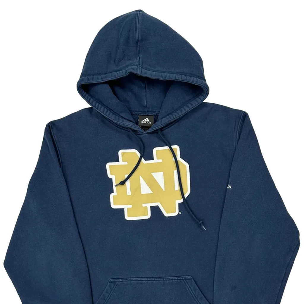Notre Dame Adidas College Hoodie - Large Blue Cotton - Image 4