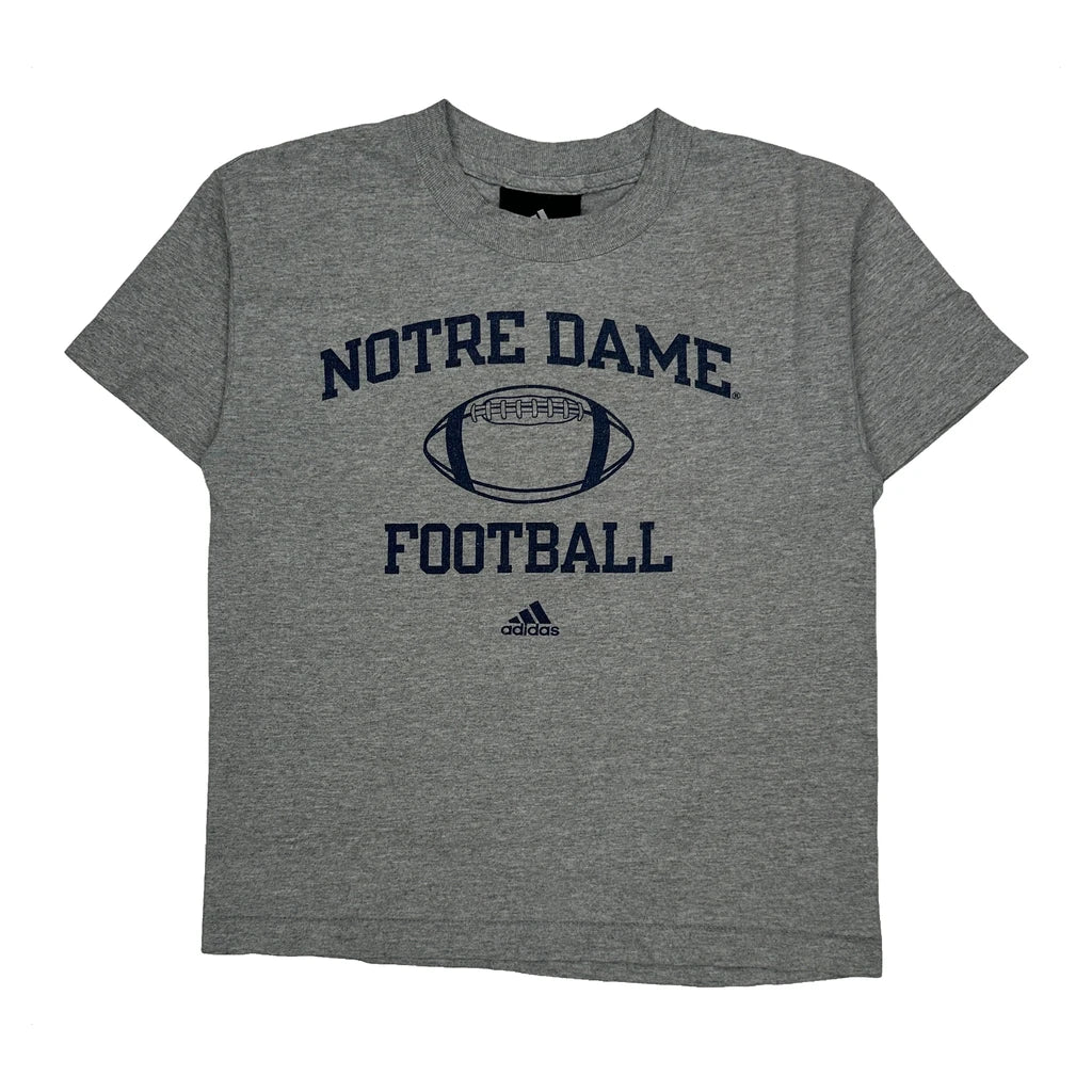 Notre Dame Football Adidas College T-Shirt - Medium Grey Cotton