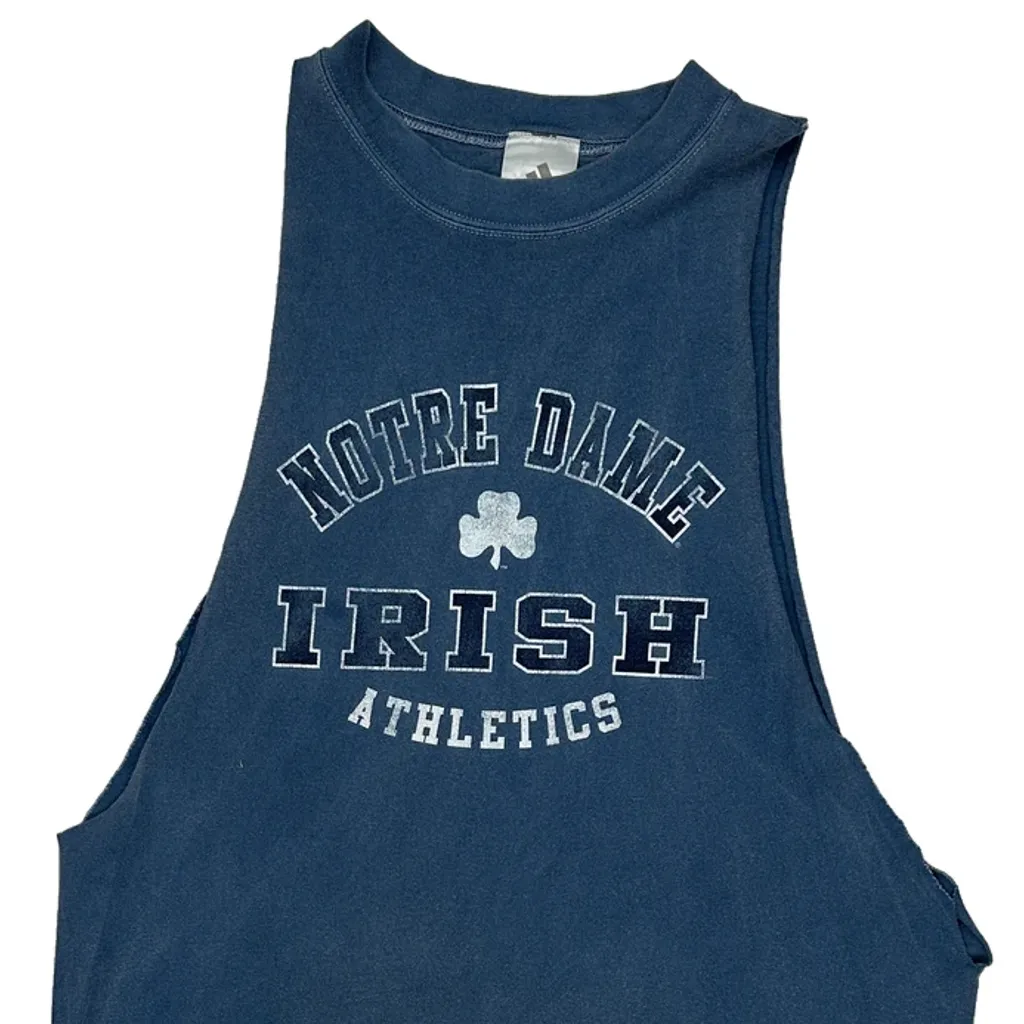 Notre Dame Irish Athletics Adidas College Tank Top - Small Blue Cotton - Image 4