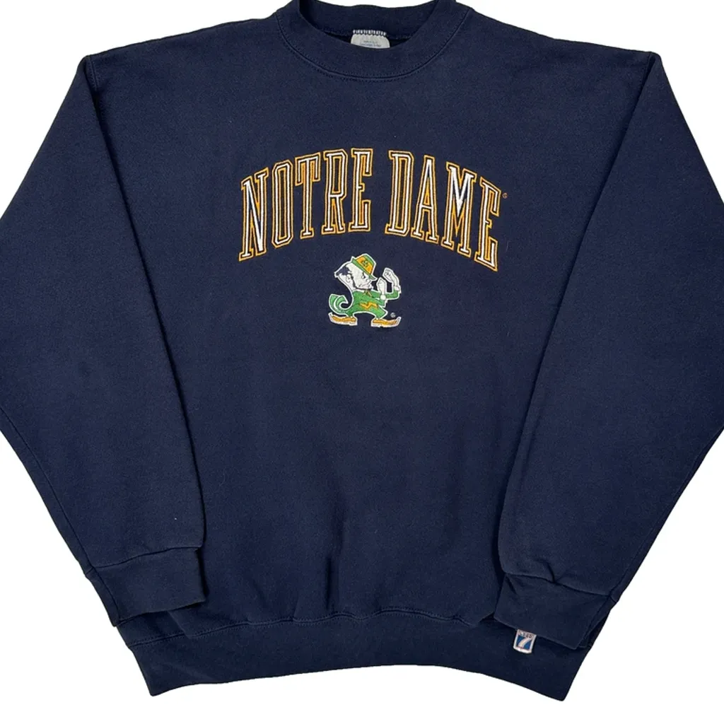 Notre Dame Logo 7 College Sweatshirt - XL Navy Cotton - Image 4