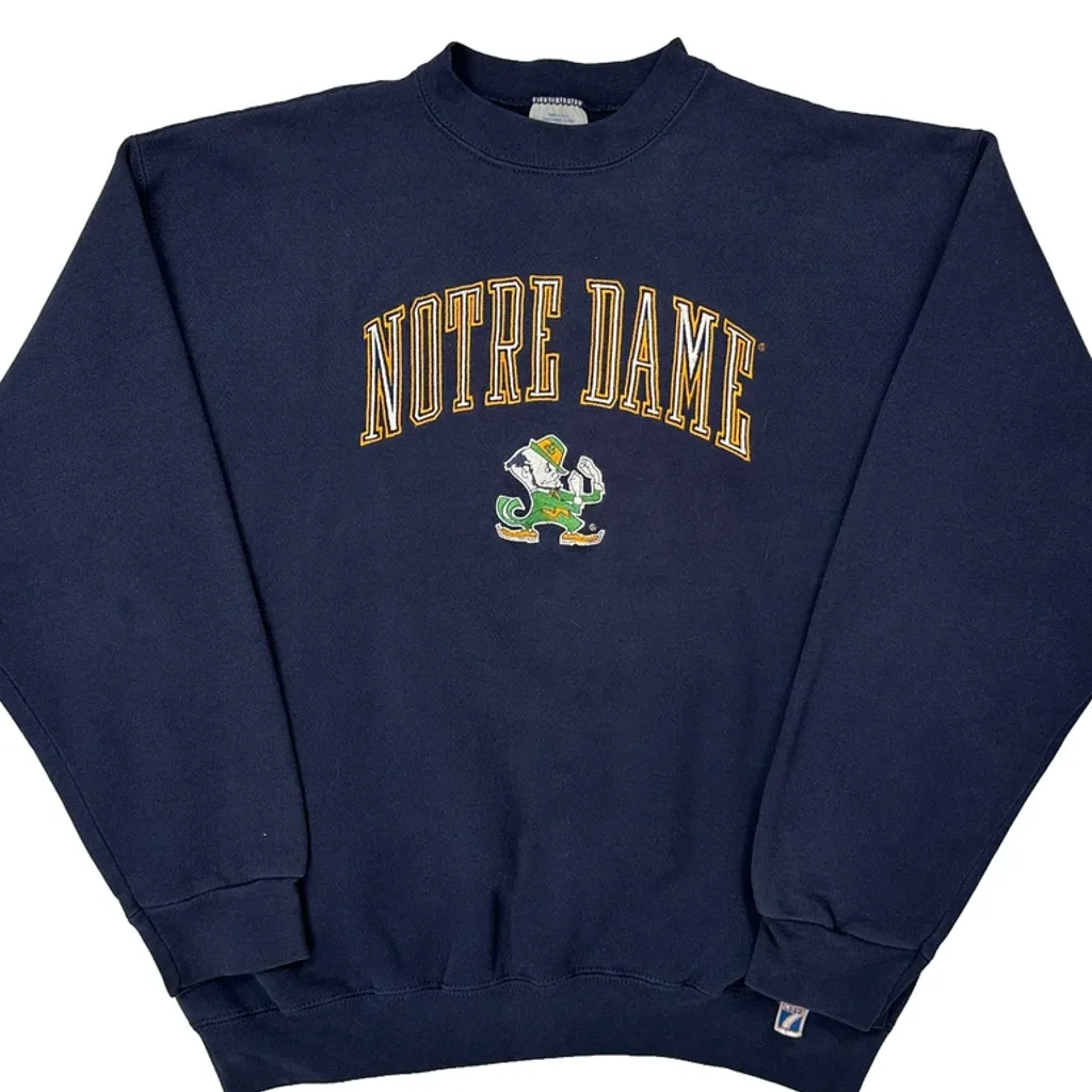 Notre Dame Logo 7 College Sweatshirt - XL Navy Cotton - Image 5