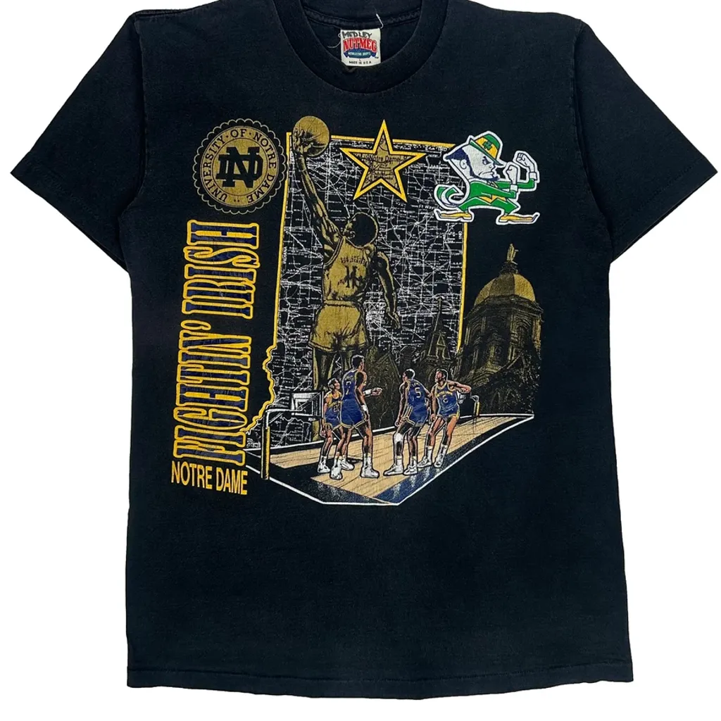 Notre Dame Nutmeg Single Stitch T-Shirt - Large Black Cotton - Image 4