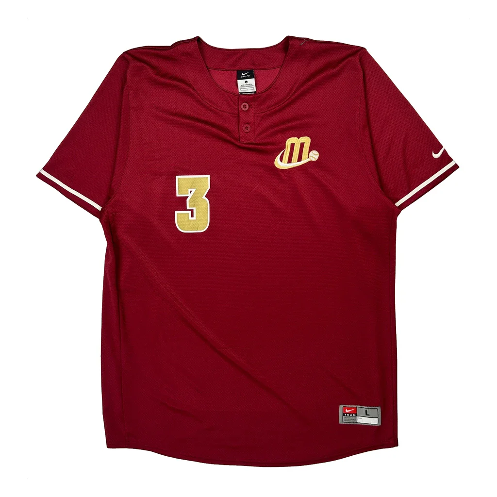 Number 3 Nike Jersey - Large Red Polyester