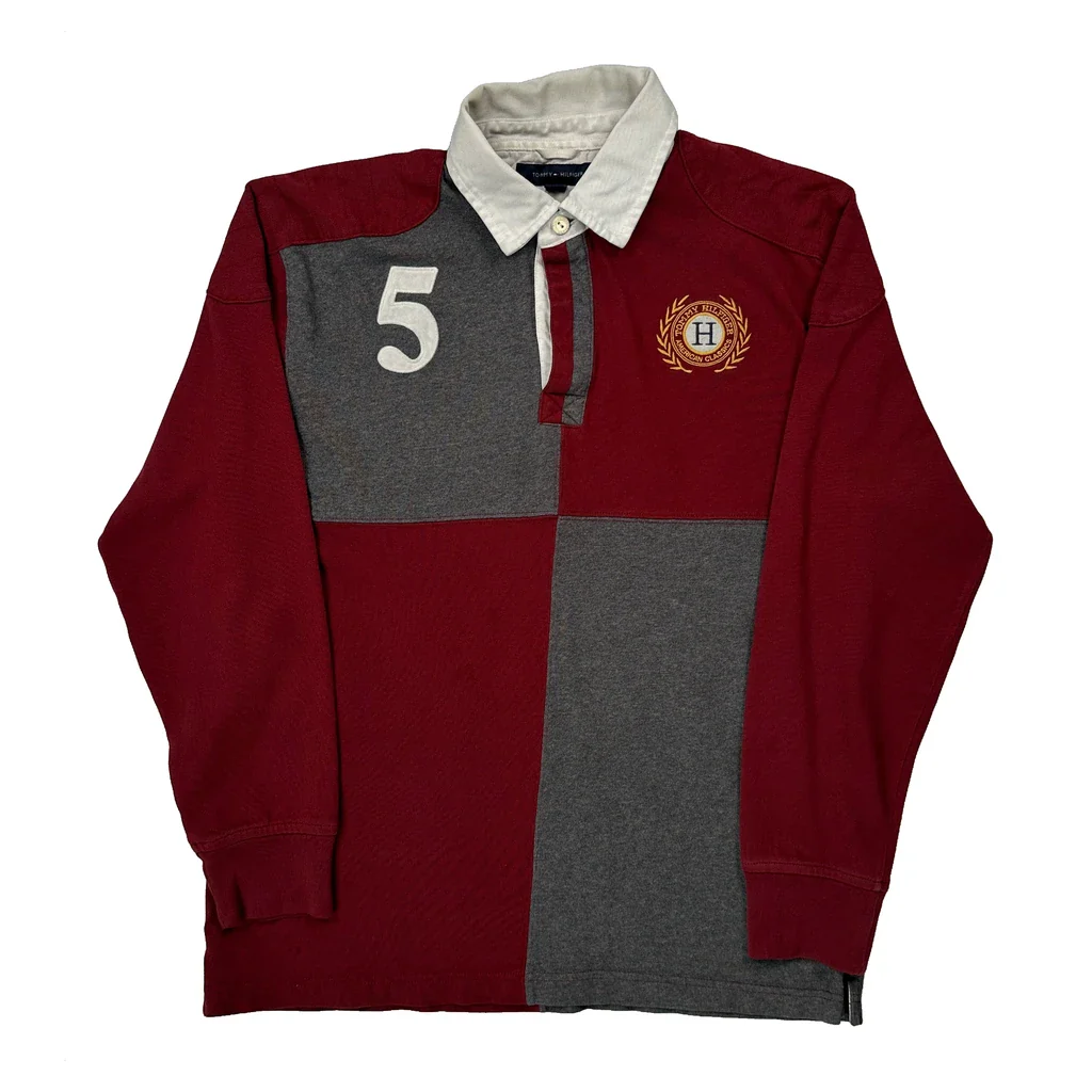 Number 5 Tommy Hilfiger College Rugby Shirt - Medium Grey Cotton