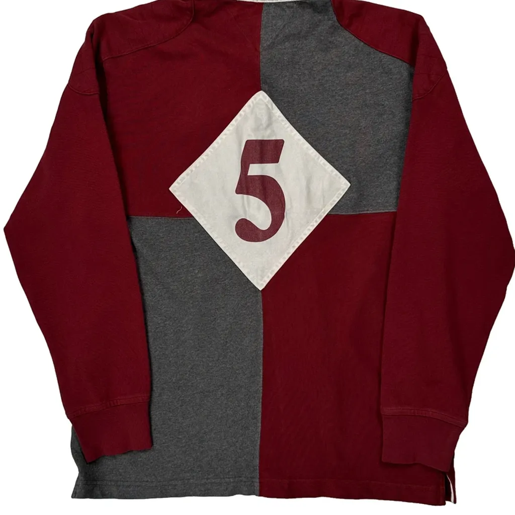 Number 5 Tommy Hilfiger College Rugby Shirt - Medium Grey Cotton - Image 7