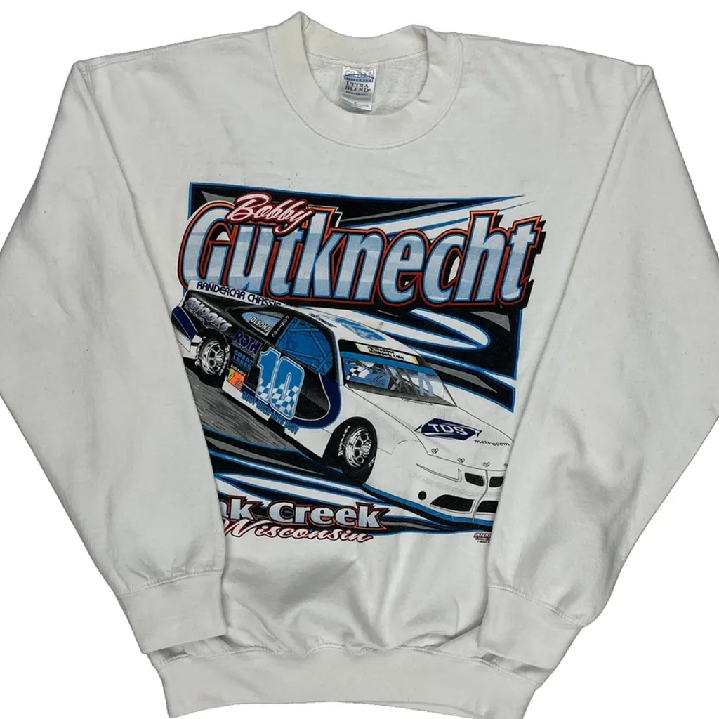 Oak Creek Wisconsin Gildan Graphic Sweatshirt - Medium White Cotton Blend - Image 5