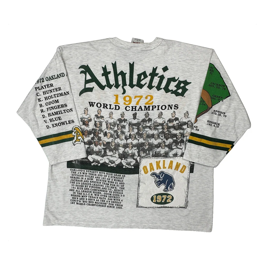 Oakland Athletics Long Gone Single Stitch Long Sleeve T-Shirt - XL Grey Cotton - Image 2