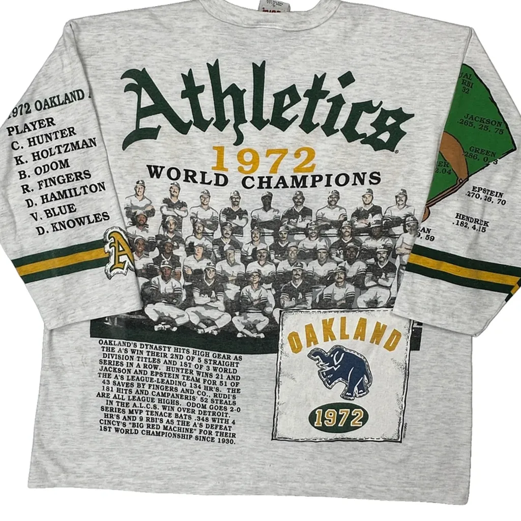 Oakland Athletics Long Gone Single Stitch Long Sleeve T-Shirt - XL Grey Cotton - Image 6