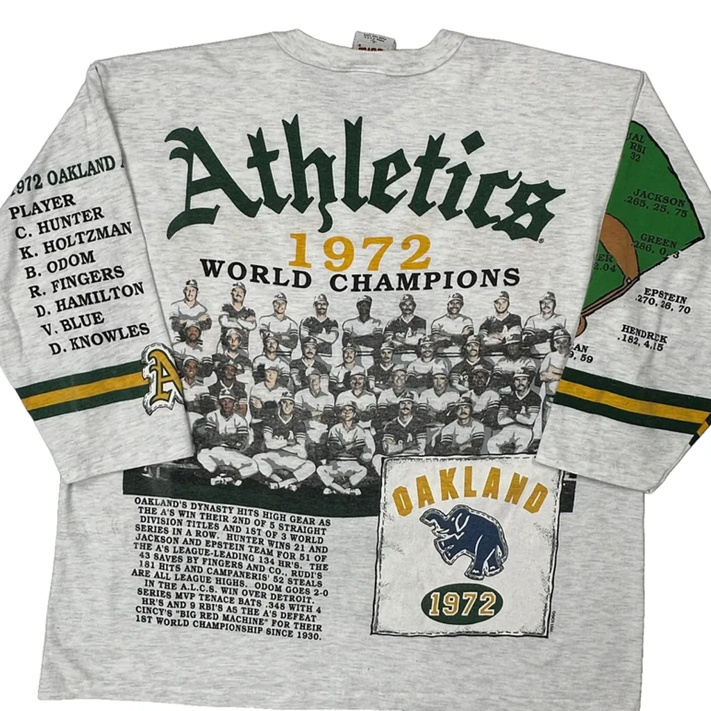 Oakland Athletics Long Gone Single Stitch Long Sleeve T-Shirt - XL Grey Cotton - Image 7