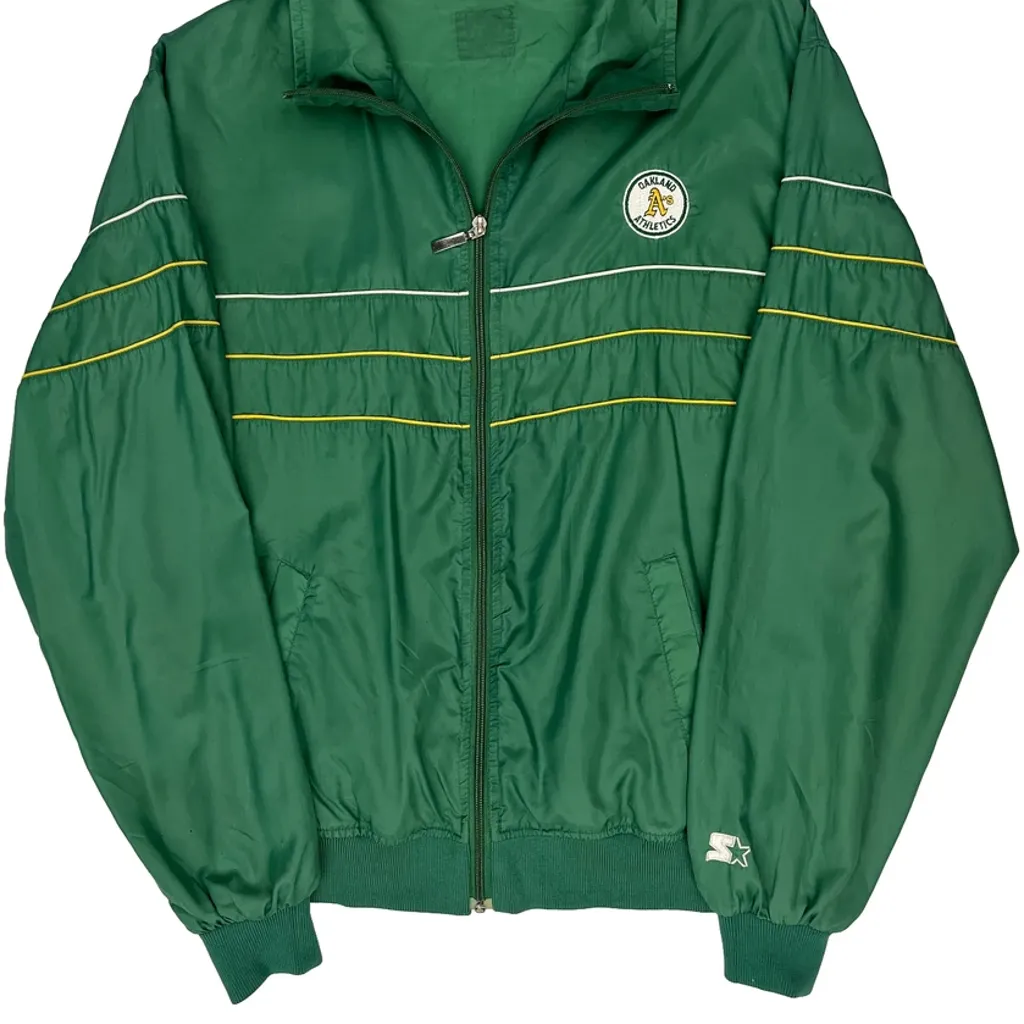 Oakland Athletics Starter Track Jacket - XL Green Nylon - Image 4