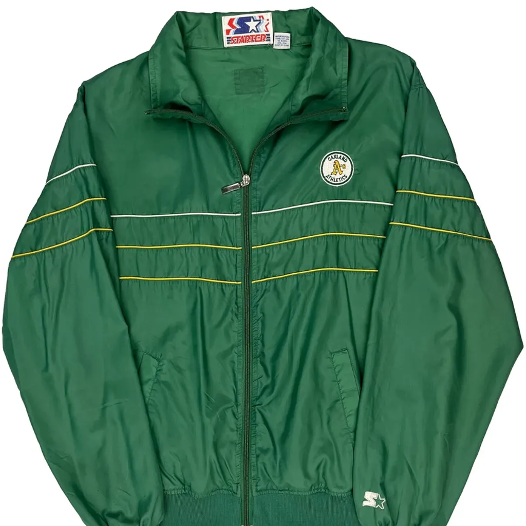 Oakland Athletics Starter Track Jacket - XL Green Nylon - Image 5