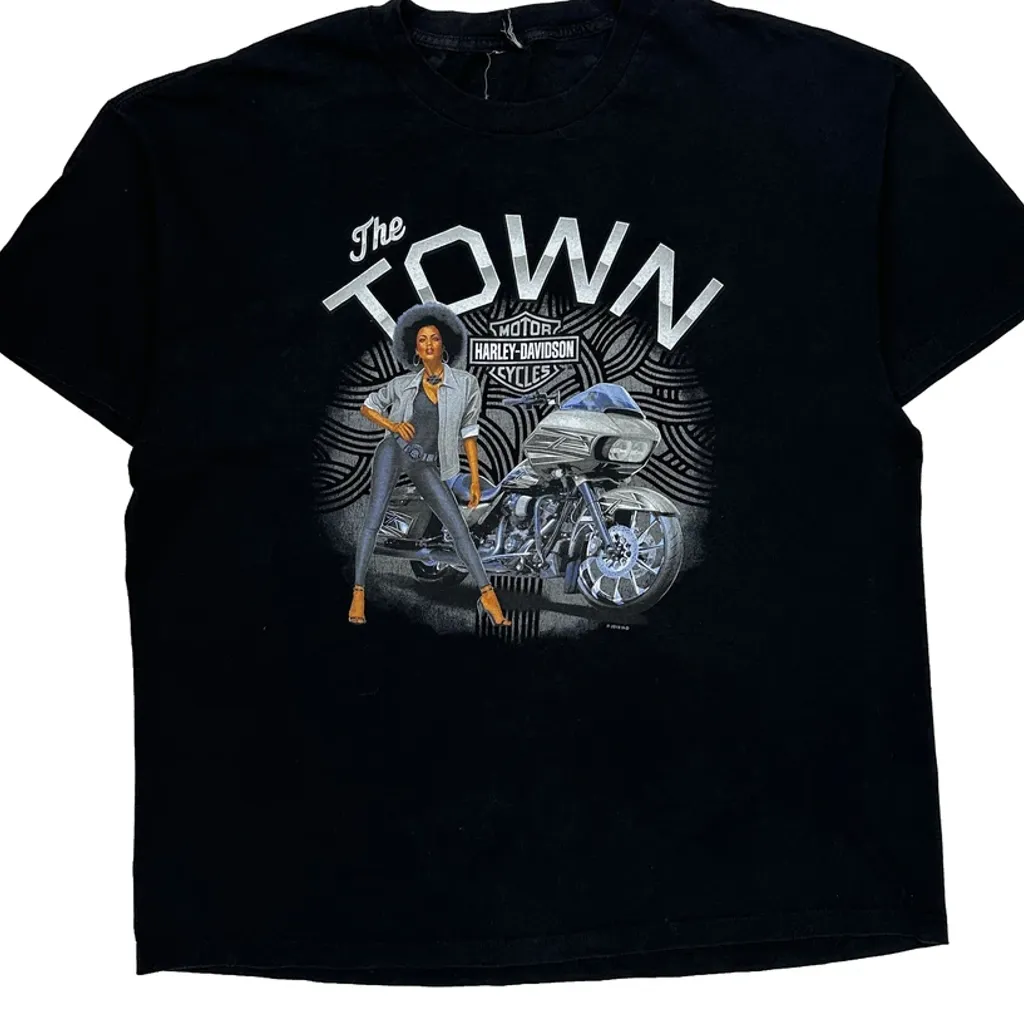 Oakland Harley Davidson Graphic T-Shirt - XL Black Cotton - Image 5