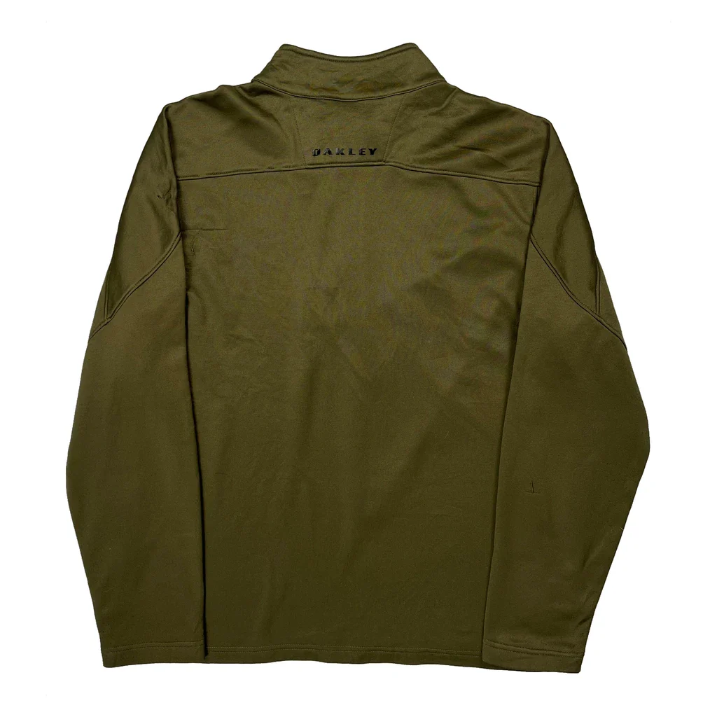 Oakley 1/4 Zip - Large Green Cotton - Image 2