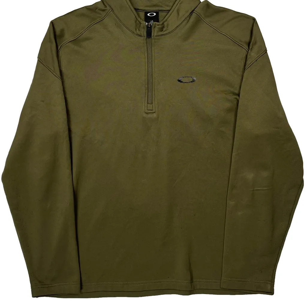 Oakley 1/4 Zip - Large Green Cotton - Image 4