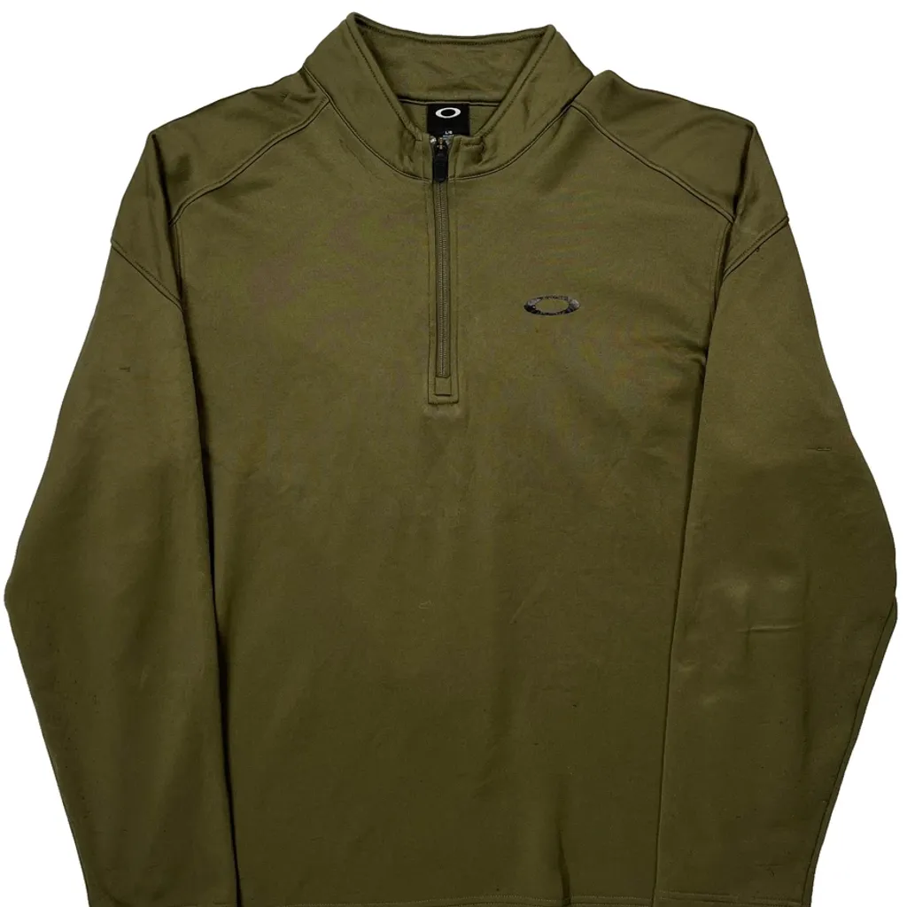 Oakley 1/4 Zip - Large Green Cotton - Image 5