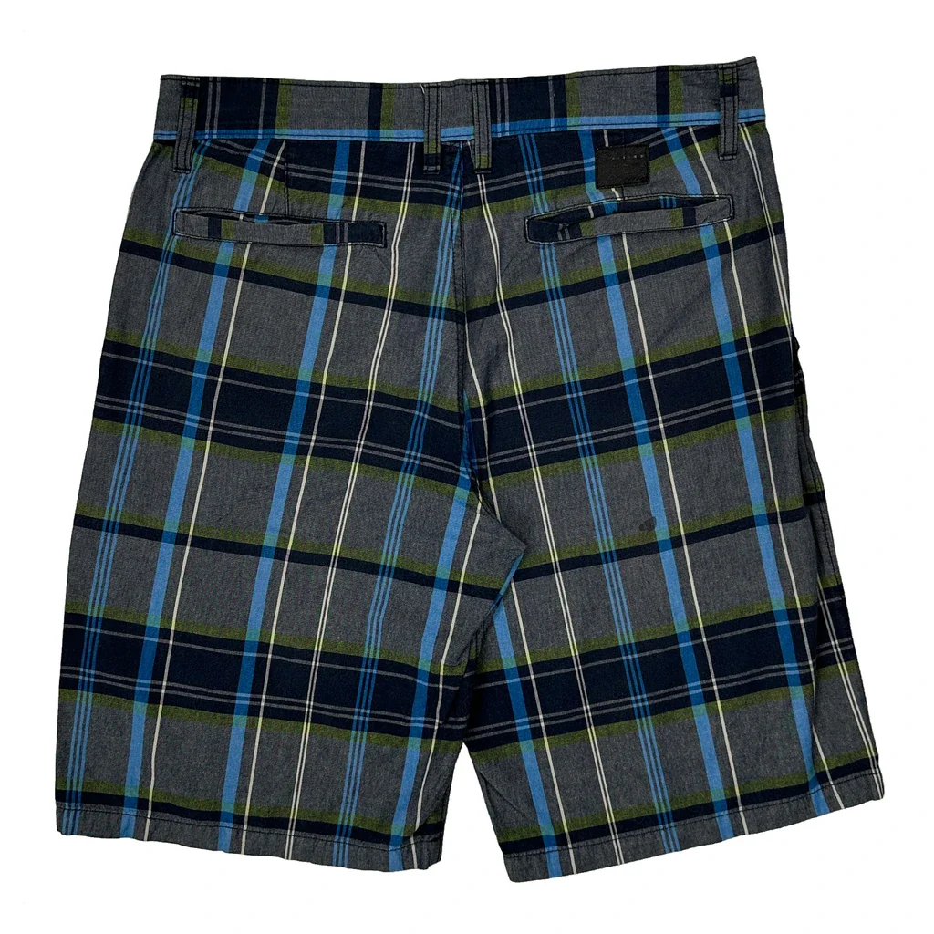 Oakley Checked Chino Shorts - 34W 10L Gray Cotton - Image 2