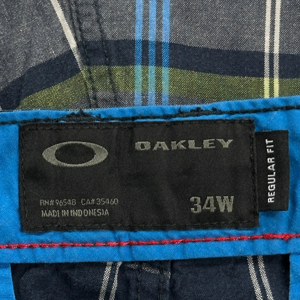 Oakley Checked Chino Shorts - 34W 10L Gray Cotton - Image 3