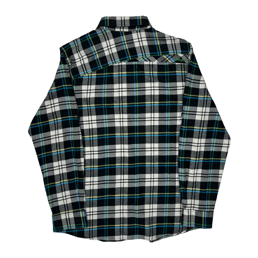 Oakley Checked Flannel Shirt - Large Black Cotton - Image 2